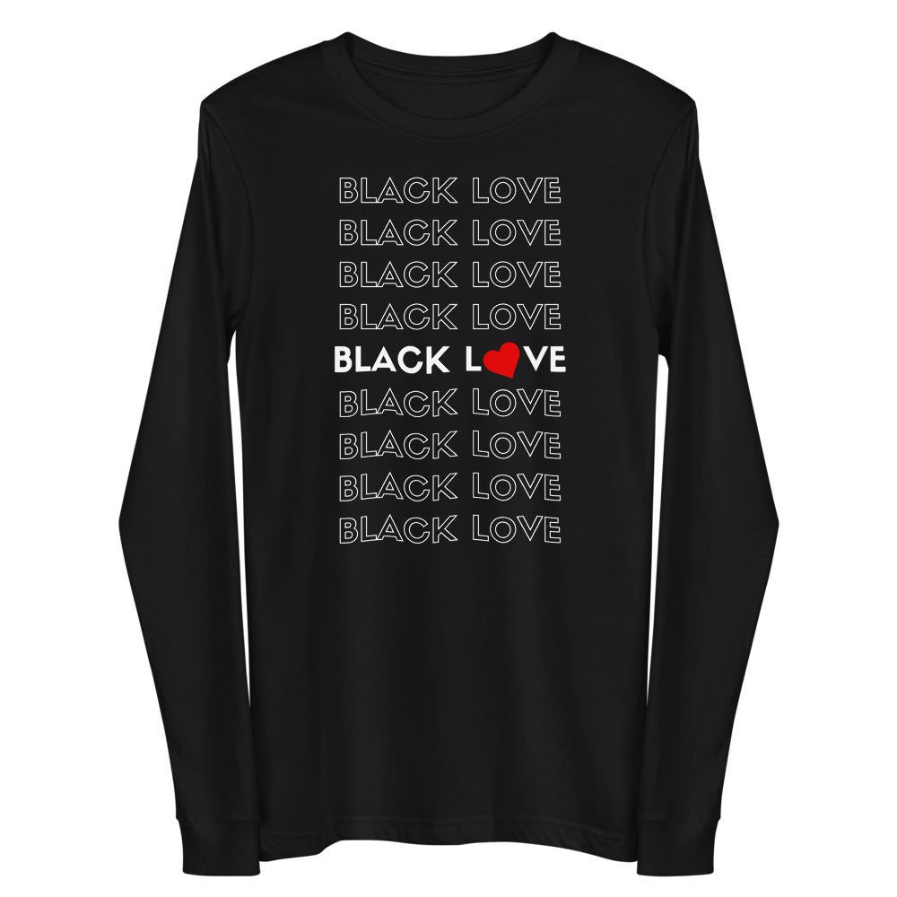 Adult Black Love Unisex Long Sleeve Tee